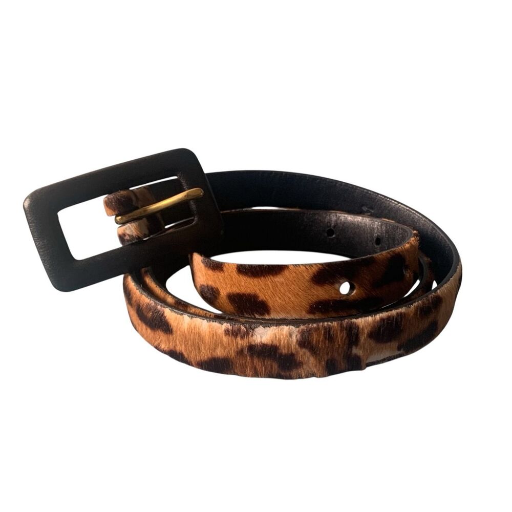 RALPH LAUREN COLLECTION Italy  PONY HAIR SKINNY Leather Belt sz M